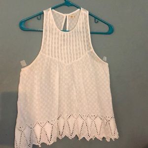 White eyelet tanks top